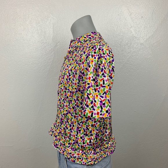 Pierre Cardin Colorful Confetti 90s Womens Shirt - Picture 3 of 5
